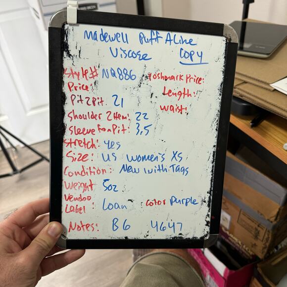 Madewell Puff Sleeve A Line Button Up Short Sleeve Viscose Top US Women's XS New - Picture 7 of 7